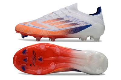 Men's Adidas F50 Elite FG Firm Ground Low-Tops Football Boots - White/Red/Blue
