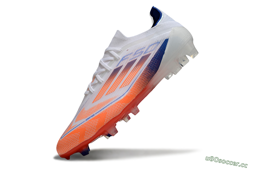 Men's Adidas F50 Elite FG Firm Ground Low-Tops Football Boots - White/Red/Blue 5