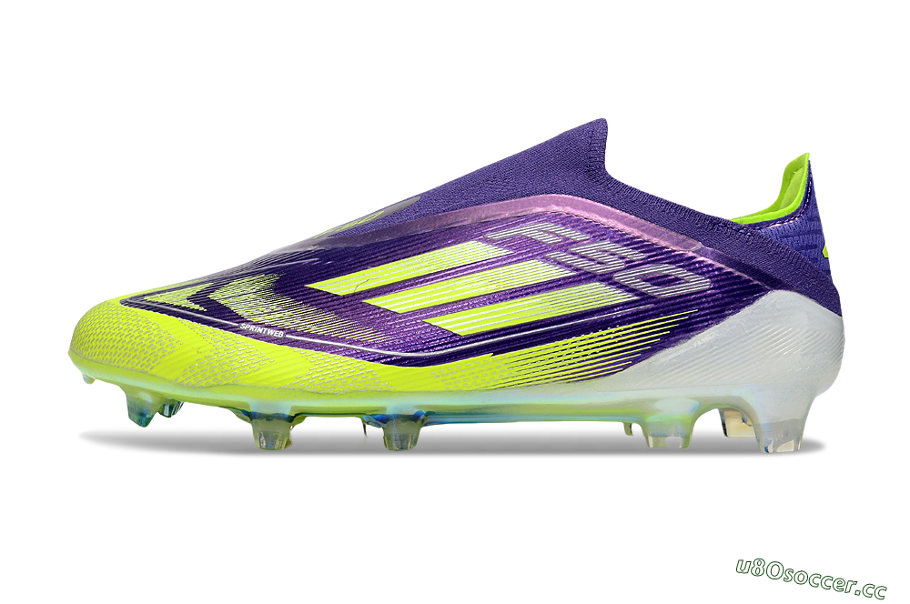 Men's Adidas F50 Elite Laceless FG Firm Ground Low-Tops Football Boots - Purple/Yellow/White 0