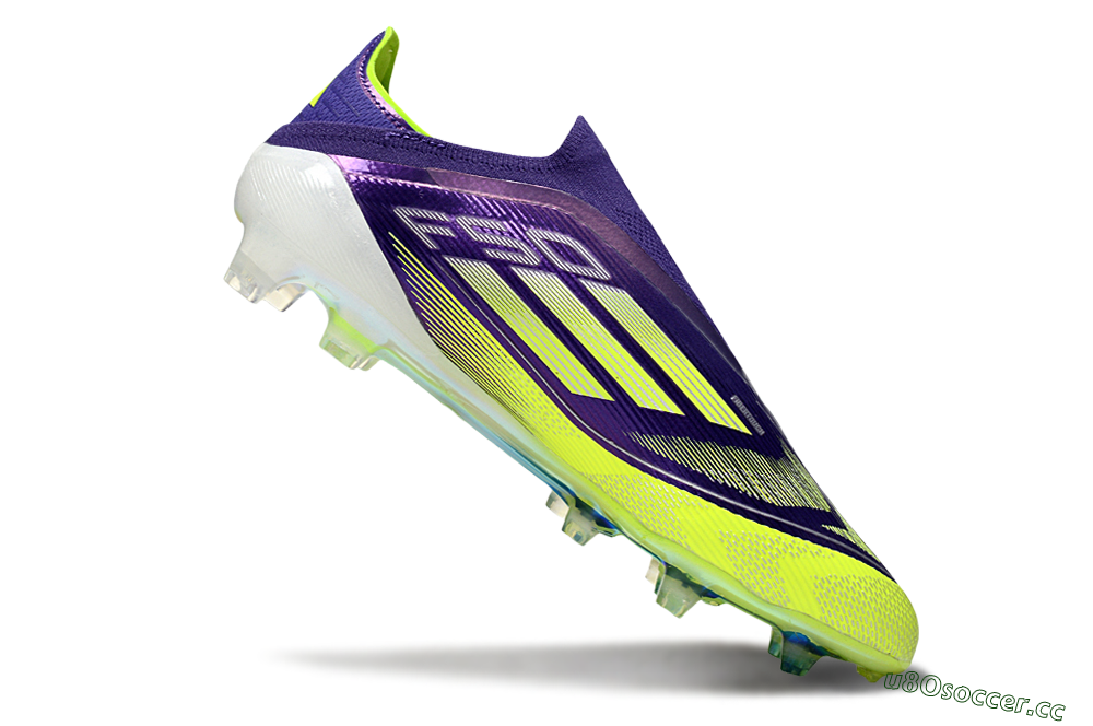 Men's Adidas F50 Elite Laceless FG Firm Ground Low-Tops Football Boots - Purple/Yellow/White 4