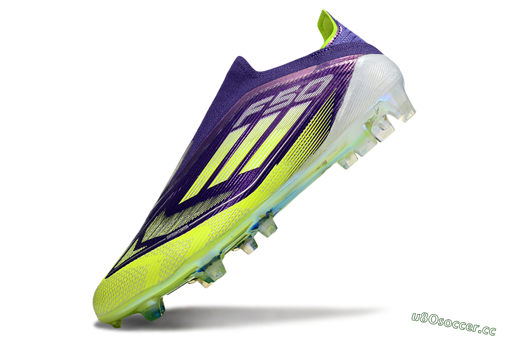 Men's Adidas F50 Elite Laceless FG Firm Ground Low-Tops Football Boots - Purple/Yellow/White 5