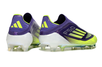Men's Adidas F50 Elite Laceless FG Firm Ground Low-Tops Football Boots - Purple/Yellow/White