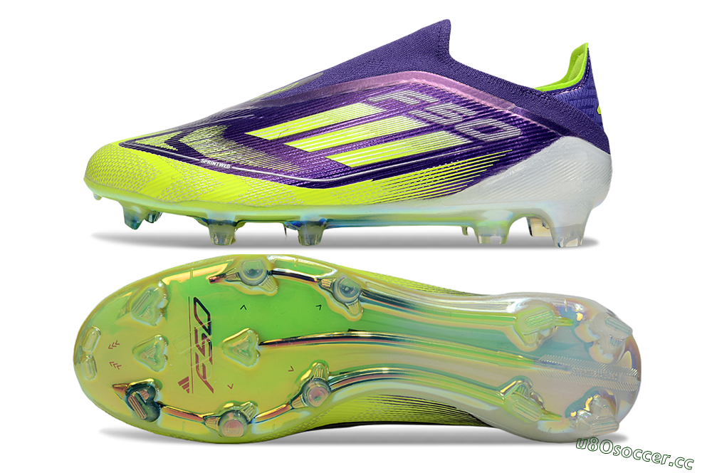 Men's Adidas F50 Elite Laceless FG Firm Ground Low-Tops Football Boots - Purple/Yellow/White 1