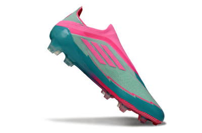 Men's Messi x Adidas F50 Elite Laceless FG Firm Ground Low-Tops Football Boots - Jade/Pink/Blue