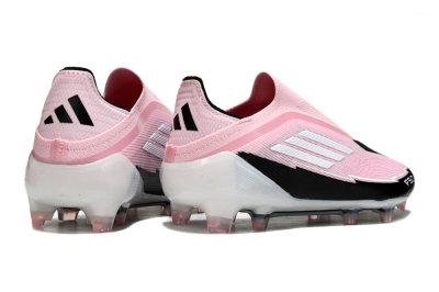 Men's Messi x Adidas F50 Elite Laceless FG Firm Ground Low-Tops Football Boots - Pink/Black/Whtie