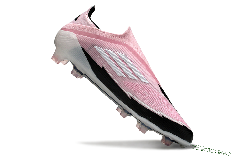 Men's Messi x Adidas F50 Elite Laceless FG Firm Ground Low-Tops Football Boots - Pink/Black/Whtie 4