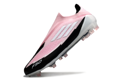 Men's Messi x Adidas F50 Elite Laceless FG Firm Ground Low-Tops Football Boots - Pink/Black/Whtie