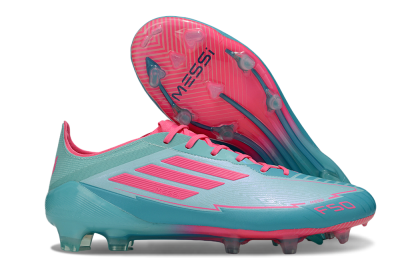 Men's Messi x Adidas F50 Elite FG Firm Ground Low-Tops Football Boots - Jade/Pink/Blue