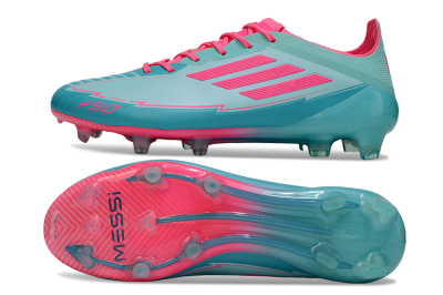 Men's Messi x Adidas F50 Elite FG Firm Ground Low-Tops Football Boots - Jade/Pink/Blue