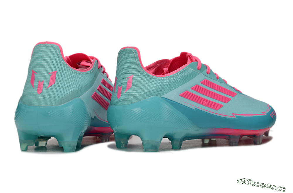 Men's Messi x Adidas F50 Elite FG Firm Ground Low-Tops Football Boots - Jade/Pink/Blue 6