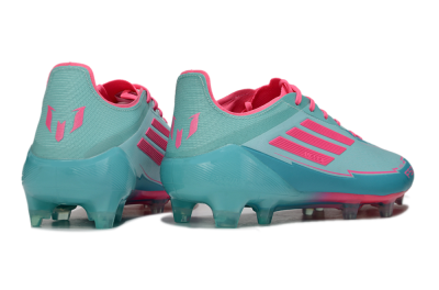 Men's Messi x Adidas F50 Elite FG Firm Ground Low-Tops Football Boots - Jade/Pink/Blue