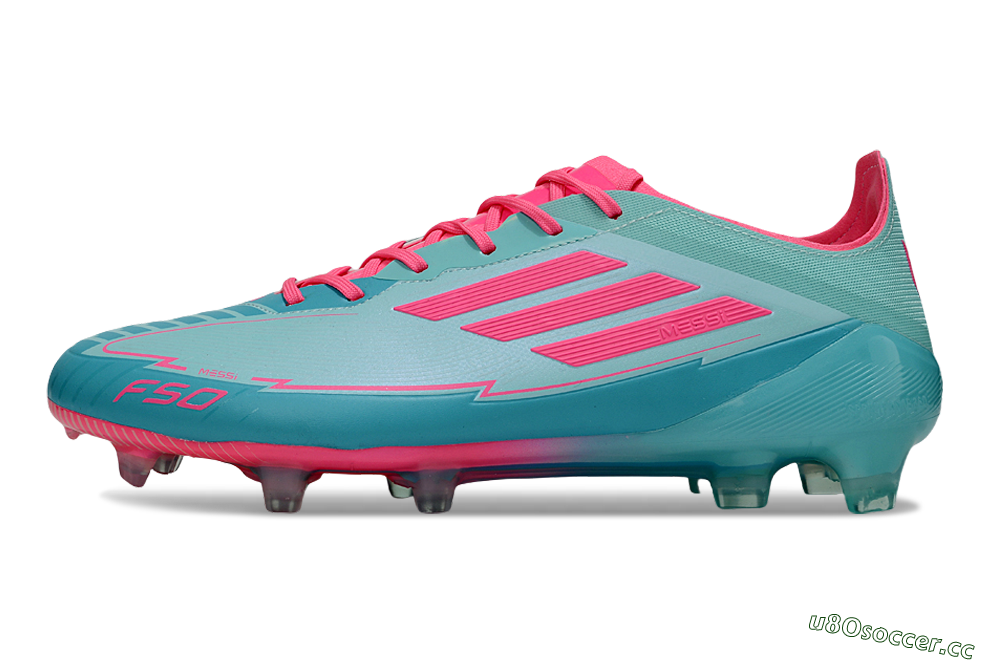 Men's Messi x Adidas F50 Elite FG Firm Ground Low-Tops Football Boots - Jade/Pink/Blue 0