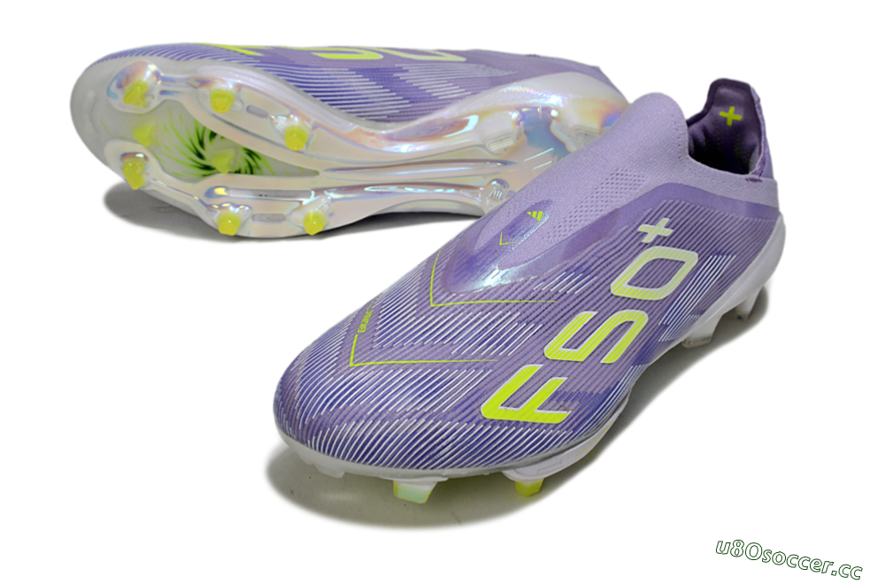 Men's Adidas F50+ Elite Lightstrike Laceless FG Firm Ground Low-Tops Football Boots - Purple/White/Yellow 3