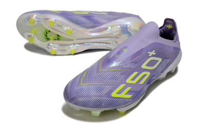 Men's Adidas F50+ Elite Lightstrike Laceless FG Firm Ground Low-Tops Football Boots - Purple/White/Yellow