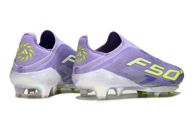 Men's Adidas F50+ Elite Lightstrike Laceless FG Firm Ground Low-Tops Football Boots - Purple/White/Yellow