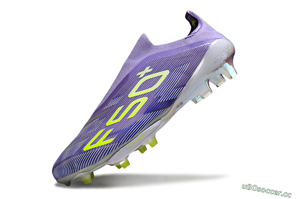 Men's Adidas F50+ Elite Lightstrike Laceless FG Firm Ground Low-Tops Football Boots - Purple/White/Yellow 5