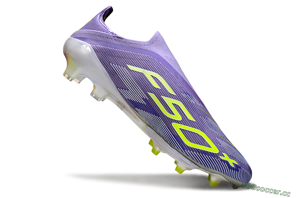 Men's Adidas F50+ Elite Lightstrike Laceless FG Firm Ground Low-Tops Football Boots - Purple/White/Yellow 4