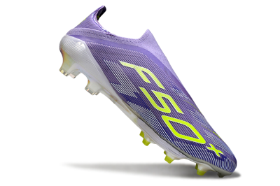 Men's Adidas F50+ Elite Lightstrike Laceless FG Firm Ground Low-Tops Football Boots - Purple/White/Yellow