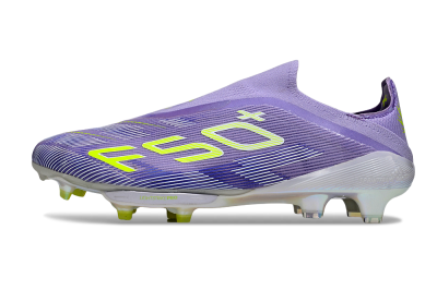 Men's Adidas F50+ Elite Lightstrike Laceless FG Firm Ground Low-Tops Football Boots - Purple/White/Yellow
