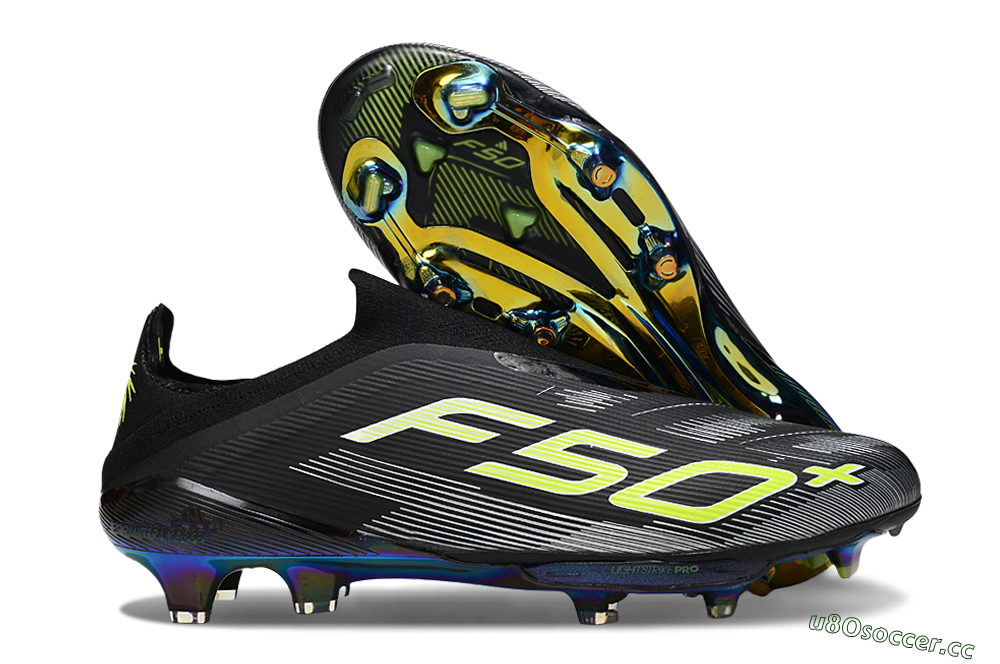 Men's Adidas F50+ Elite Lightstrike Laceless FG Firm Ground Low-Tops Football Boots - Black/White/Yellow 2