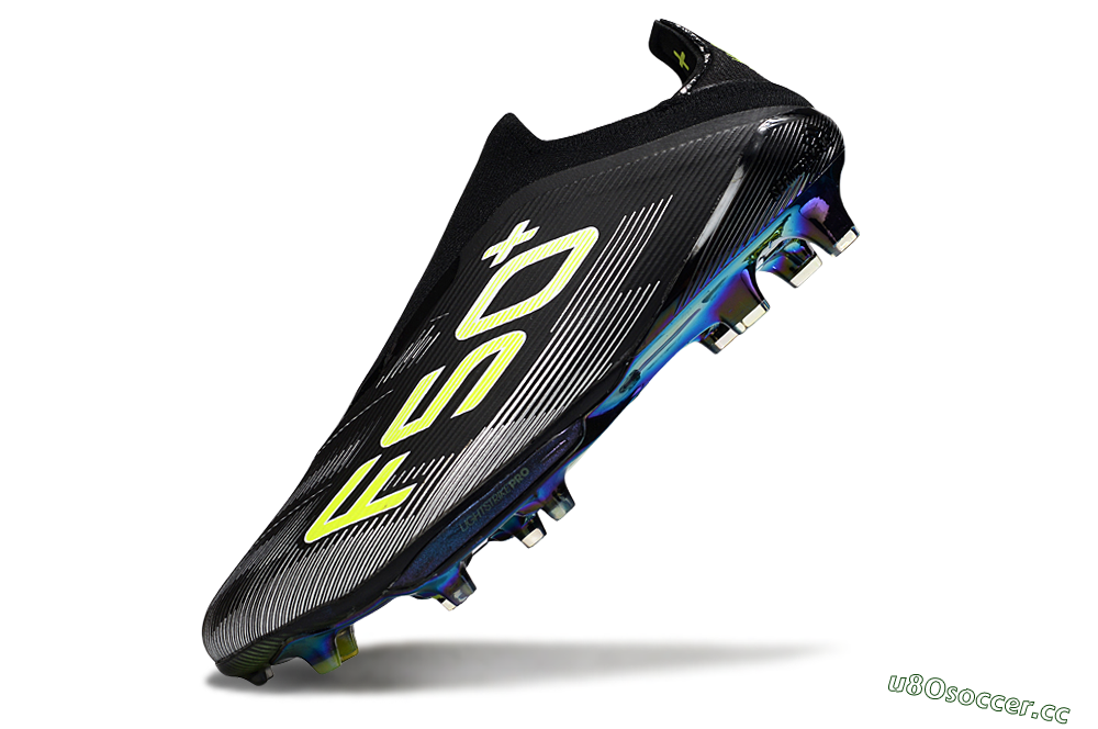 Men's Adidas F50+ Elite Lightstrike Laceless FG Firm Ground Low-Tops Football Boots - Black/White/Yellow 5