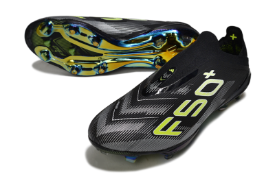 Men's Adidas F50+ Elite Lightstrike Laceless FG Firm Ground Low-Tops Football Boots - Black/White/Yellow