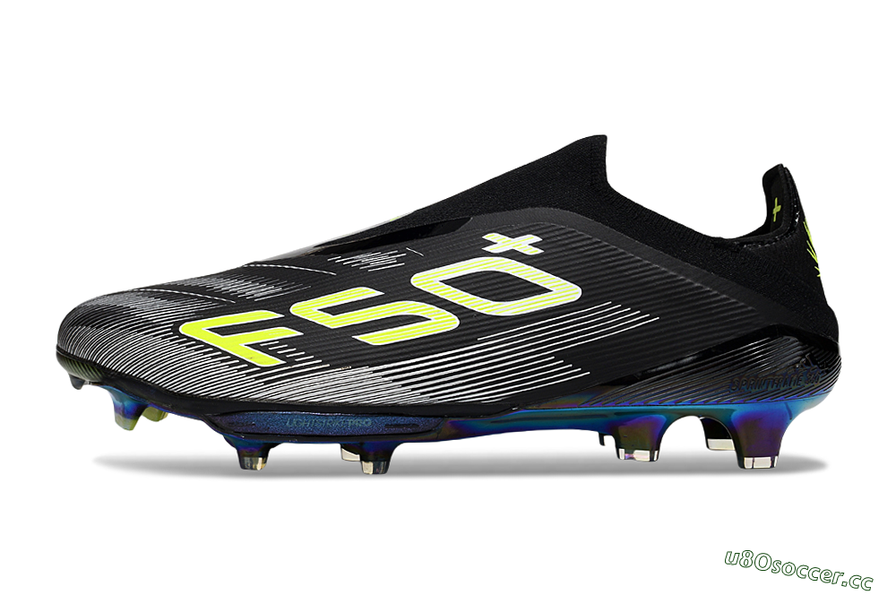 Men's Adidas F50+ Elite Lightstrike Laceless FG Firm Ground Low-Tops Football Boots - Black/White/Yellow 0