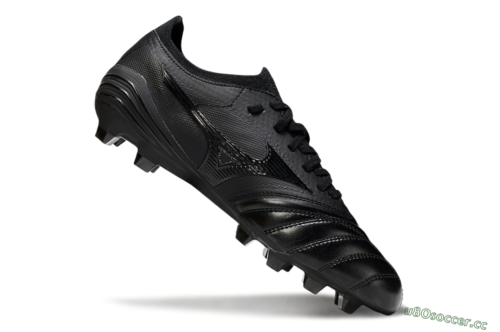 Men's Mizuno Morelia Neo 4 FG Firm Ground Low-Tops Football Boots - Black/Black/Black 4