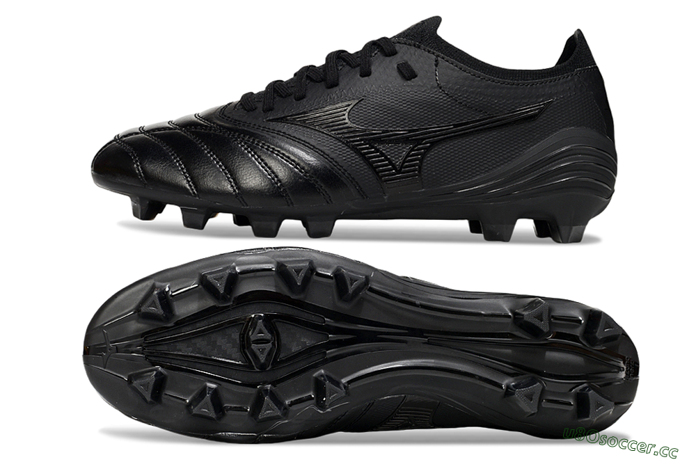 Men's Mizuno Morelia Neo 4 FG Firm Ground Low-Tops Football Boots - Black/Black/Black 1