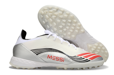 Unisex Messi x Adidas F50 Pro TF Artificial Turf Low-Tops Football Shoes - Silver/Red/Black