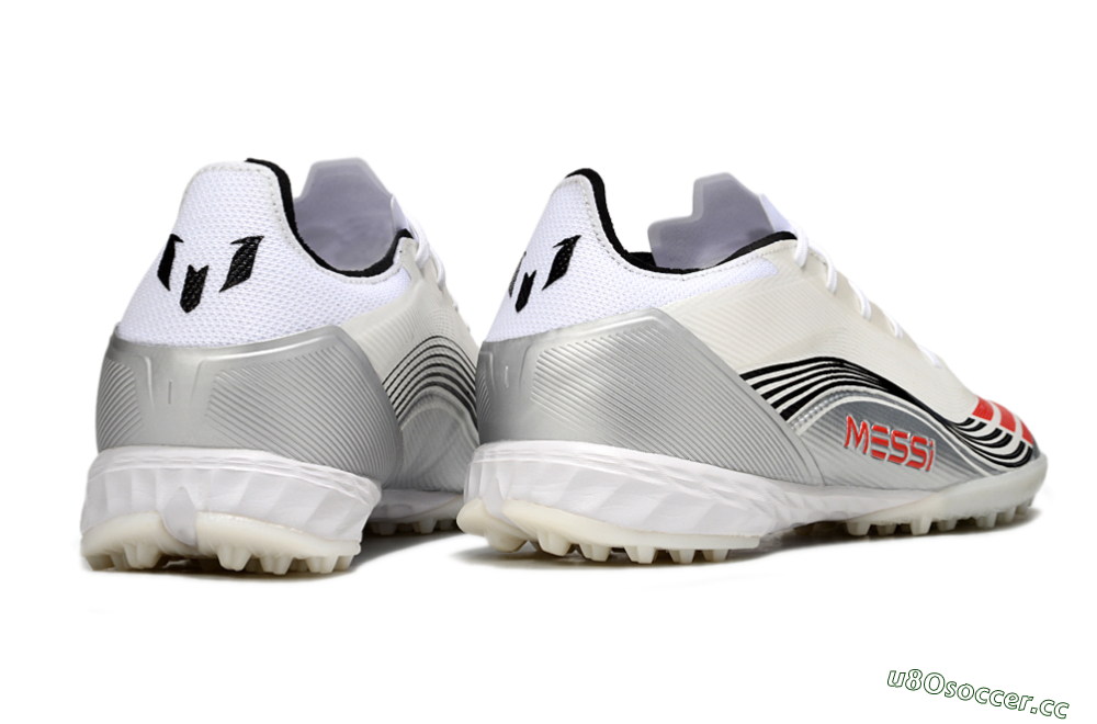 Unisex Messi x Adidas F50 Pro TF Artificial Turf Low-Tops Football Shoes - Silver/Red/Black 6