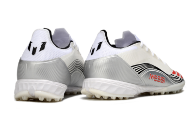 Unisex Messi x Adidas F50 Pro TF Artificial Turf Low-Tops Football Shoes - Silver/Red/Black