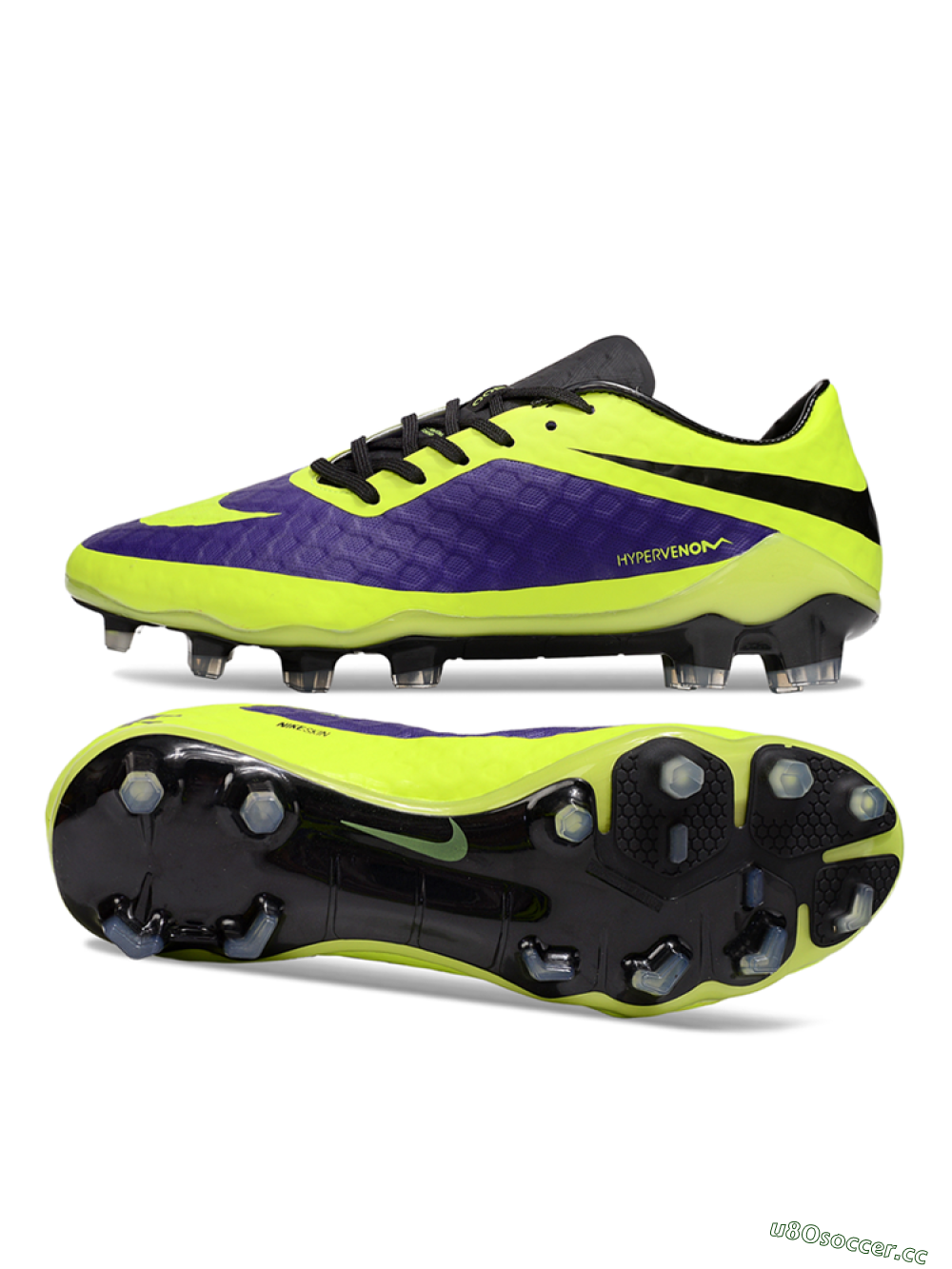 Men's Nike Hypervenom Phantom FG Firm Ground Low-Tops Football Boots - Yellow/Purple/Black 1