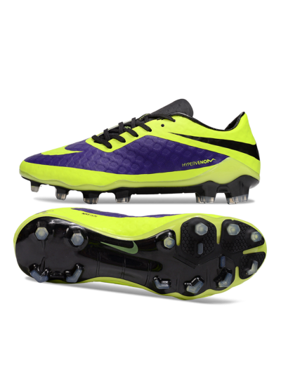 Men's Nike Hypervenom Phantom FG Firm Ground Low-Tops Football Boots - Yellow/Purple/Black