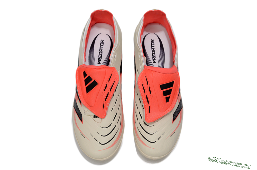 Unisex Adidas Predator Elite Foldover Tongue TF Artificial Turf Low-Tops Football Shoes - Beige/Black/Red 4