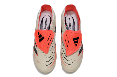 Unisex Adidas Predator Elite Foldover Tongue TF Artificial Turf Low-Tops Football Shoes - Beige/Black/Red