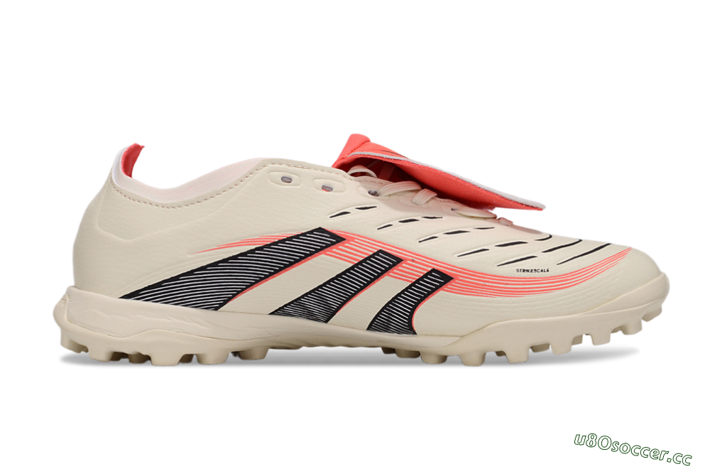 Unisex Adidas Predator Elite Foldover Tongue TF Artificial Turf Low-Tops Football Shoes - Beige/Black/Red 7