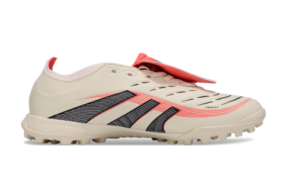 Unisex Adidas Predator Elite Foldover Tongue TF Artificial Turf Low-Tops Football Shoes - Beige/Black/Red