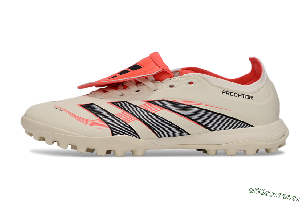Unisex Adidas Predator Elite Foldover Tongue TF Artificial Turf Low-Tops Football Shoes - Beige/Black/Red 0