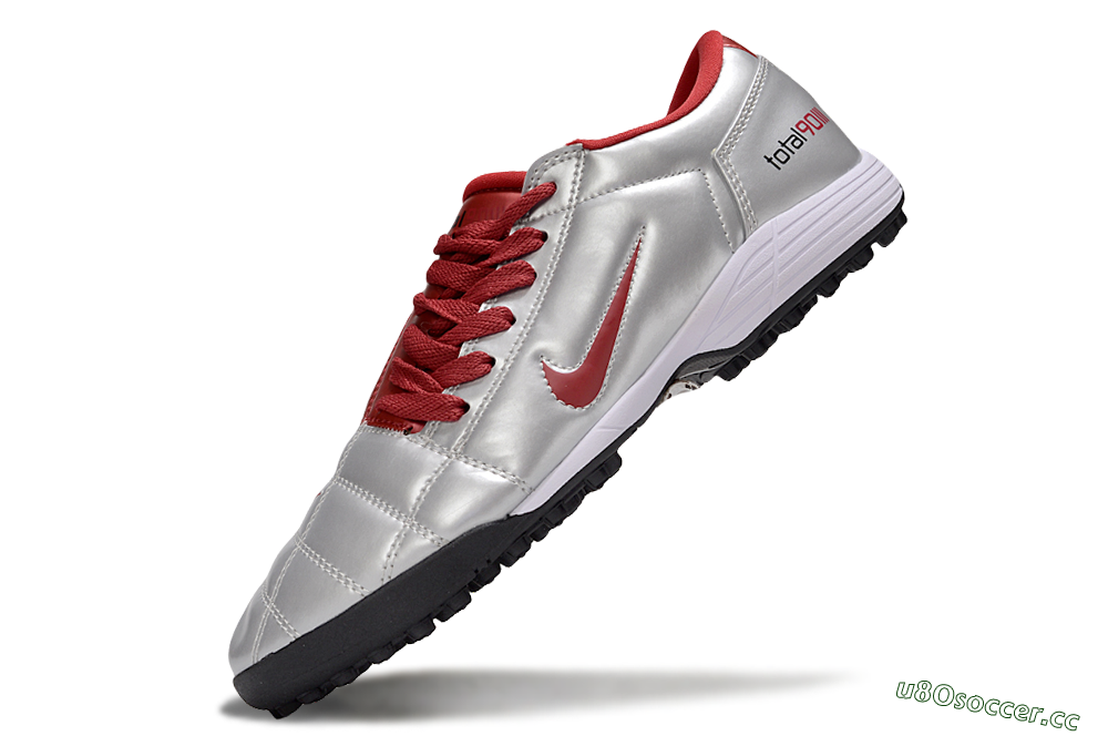 Men's Nike Total 90 III TF Artificial Turf Low-Tops Football Shoes - Silver/Red/Black 6