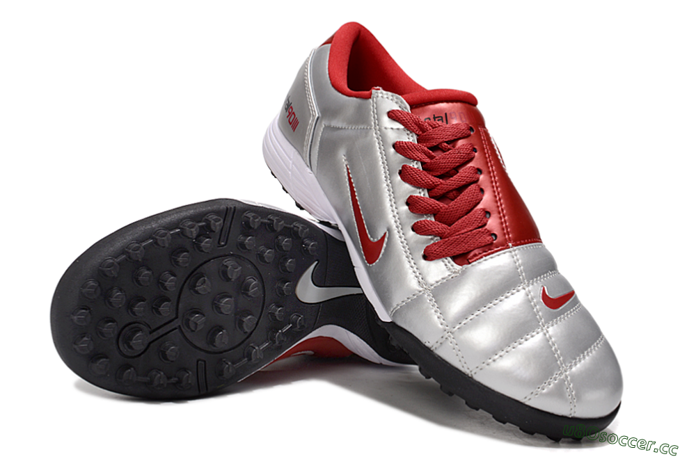 Men's Nike Total 90 III TF Artificial Turf Low-Tops Football Shoes - Silver/Red/Black 4