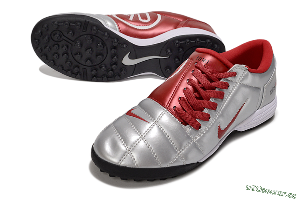 Men's Nike Total 90 III TF Artificial Turf Low-Tops Football Shoes - Silver/Red/Black 3