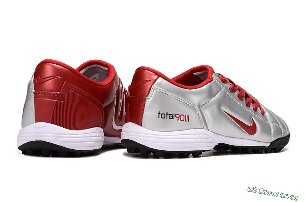 Men's Nike Total 90 III TF Artificial Turf Low-Tops Football Shoes - Silver/Red/Black 7