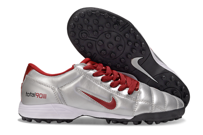 Men's Nike Total 90 III TF Artificial Turf Low-Tops Football Shoes - Silver/Red/Black