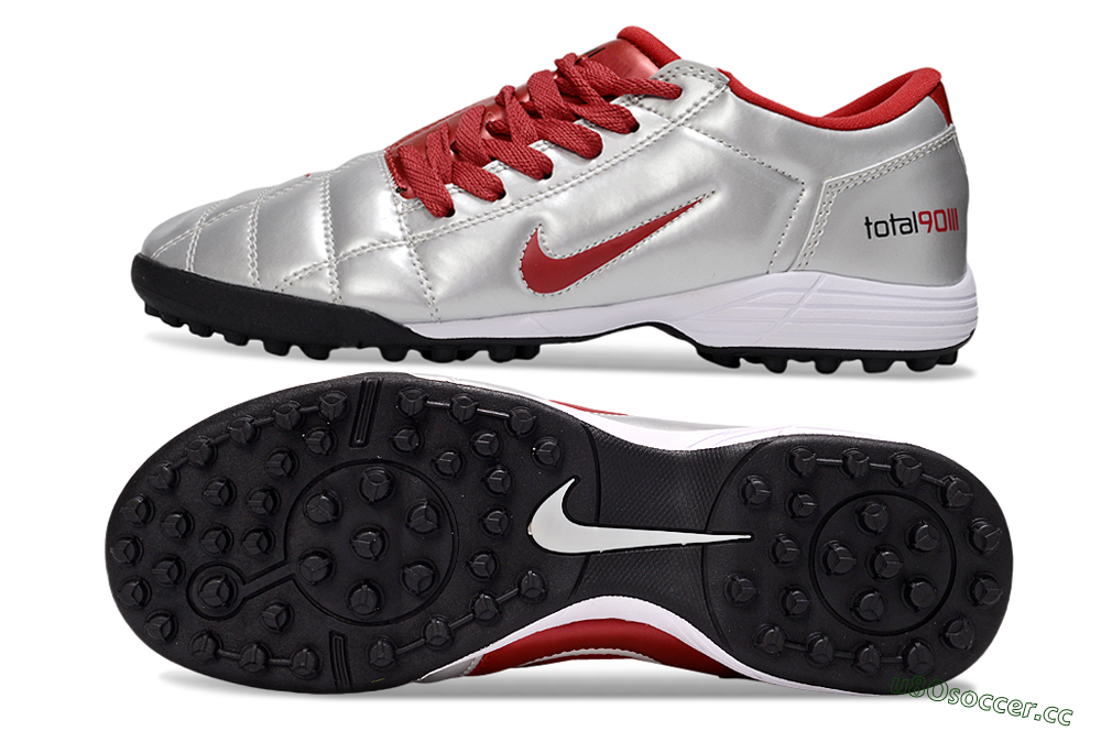 Men's Nike Total 90 III TF Artificial Turf Low-Tops Football Shoes - Silver/Red/Black 1