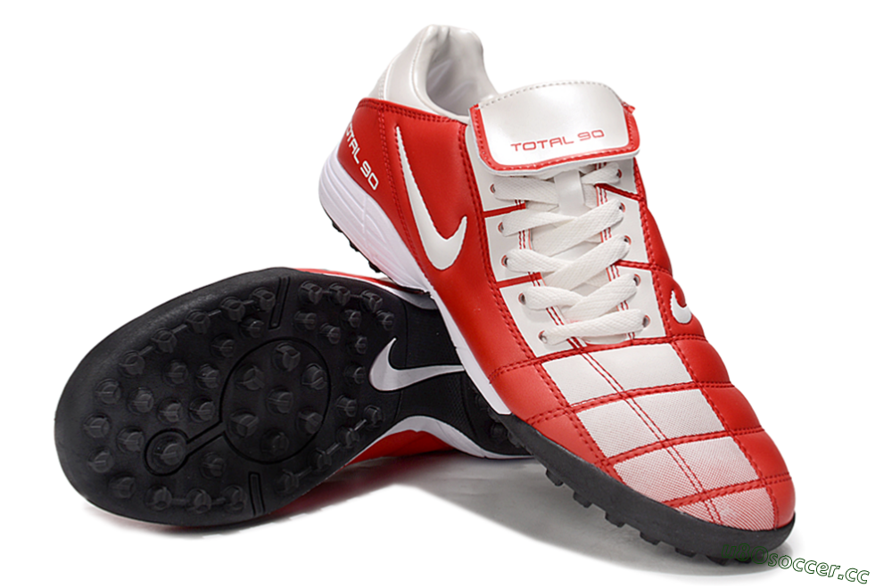 Men's Nike Total 90 III TF Artificial Turf Low-Tops Football Shoes - White/Red/Black 4