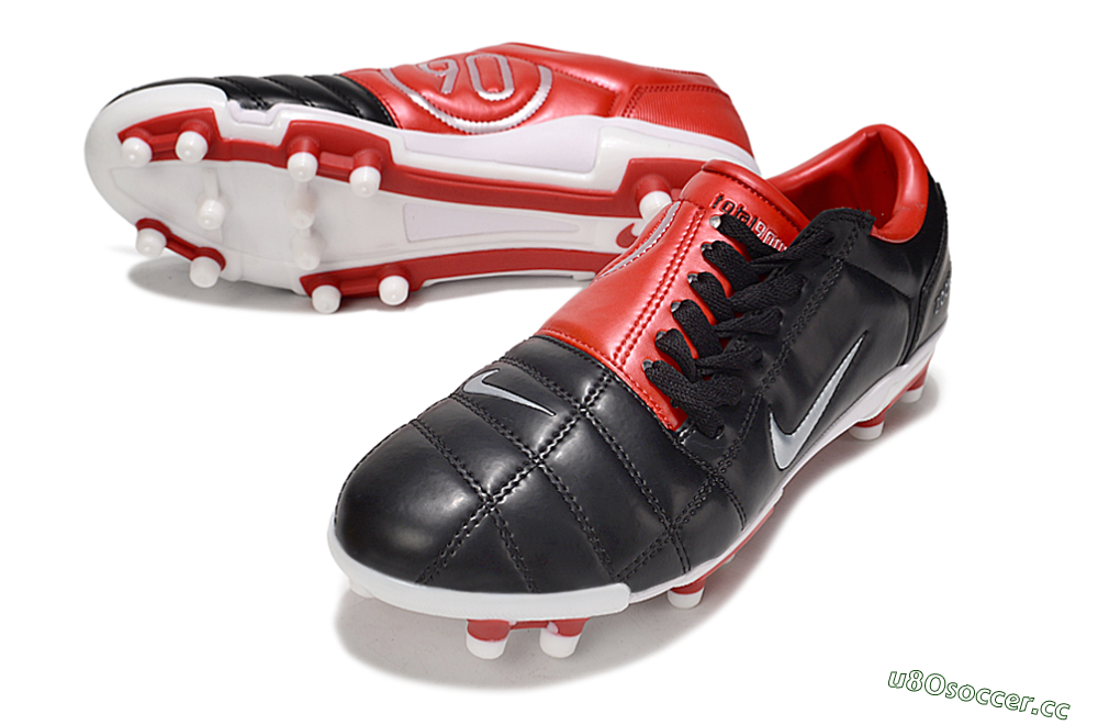Men's Nike Air Zoom Total 90 III FG Firm Ground Low-Tops Football Boots - Black/White/Red 3