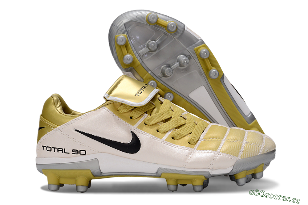 Men's Nike Total 90 III FG Firm Ground Low-Tops Football Boots - Gold/Beige/Black 2