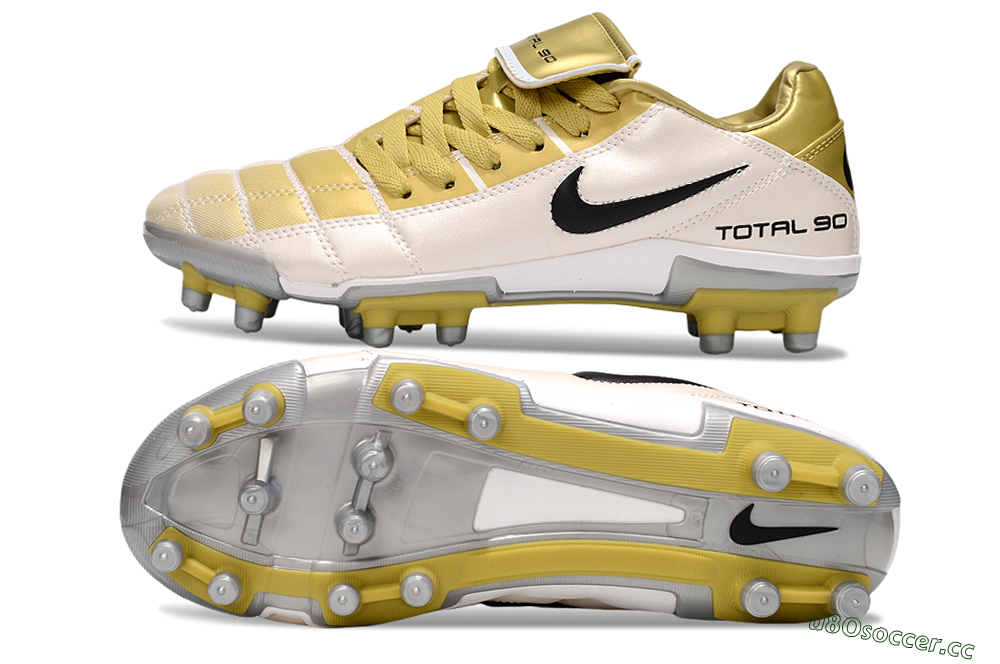 Men's Nike Total 90 III FG Firm Ground Low-Tops Football Boots - Gold/Beige/Black 1