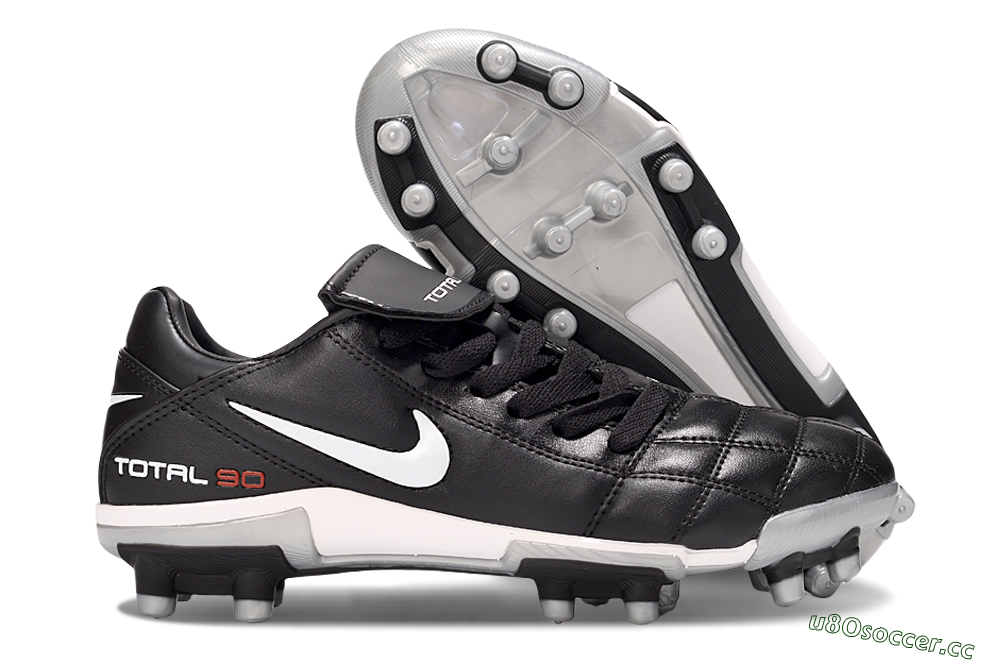Men's Nike Total 90 III FG Firm Ground Low-Tops Football Boots - Black/White/Red 2